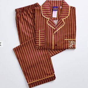 Pottery Barn Teen Burgundy and Yellow Striped Pajama Set